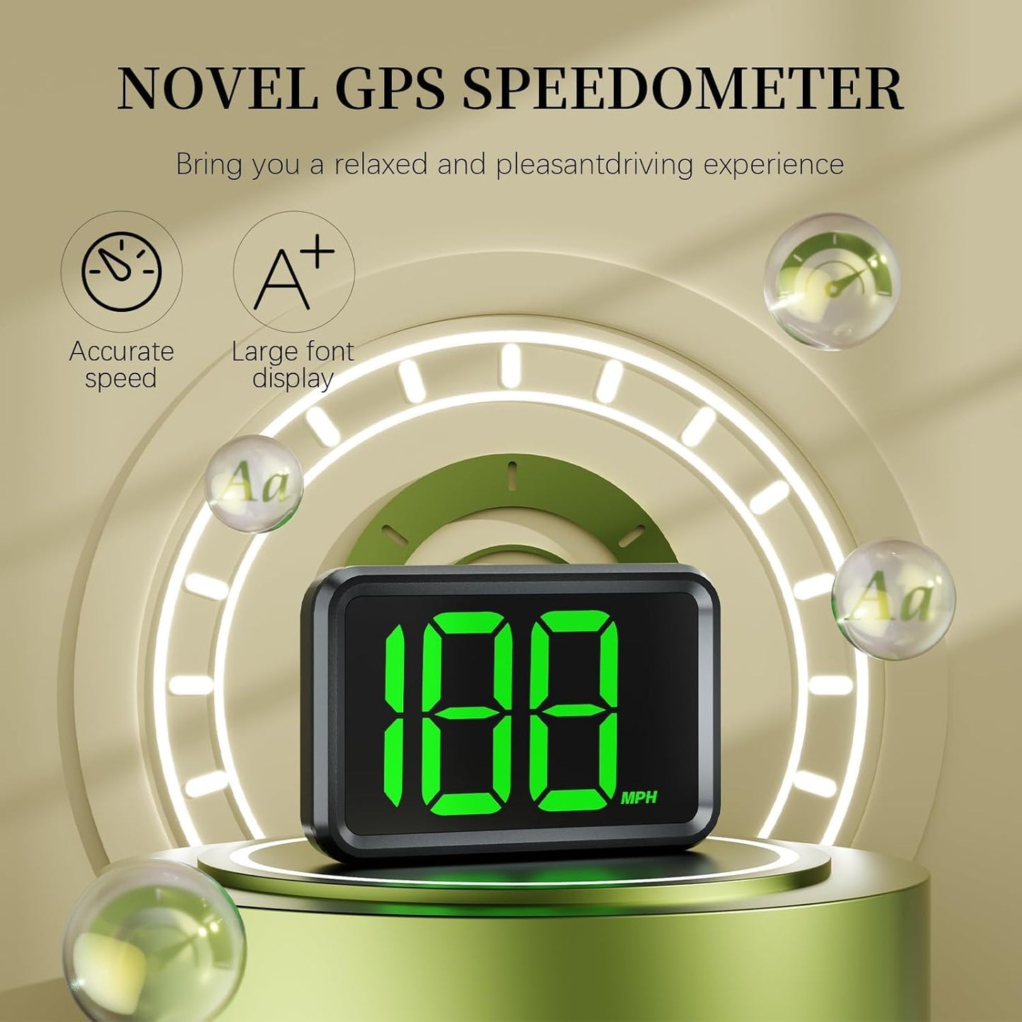 GPS Digital Speed Meter with MPH, Car Head Up Display for All Cars, USB Cable Plug & Play (X1-Green-New)