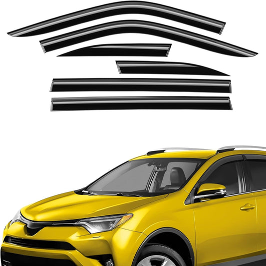 Extra Durable Window Deflectors Tape-On Window Visors Rain Guards Fit for Toyota RAV4 2013-2018, Sun Visors, Wind Vent for Shades, Exterior Car Accessories - 6pcs. AG0245