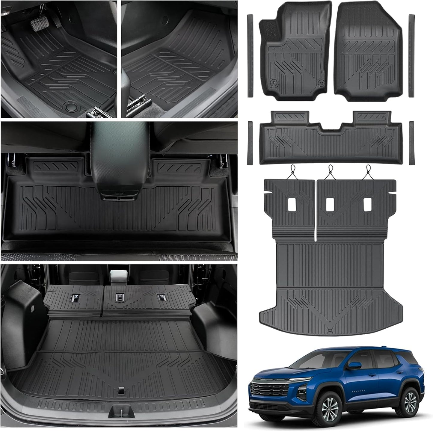 Floor Mats & Cargo Liners & Backrest Mat for 2025 2026 Chevy Equinox (Only Gas) & GMC Terrain 2025 2026, Door Sill Guards, All Weather TPE Car Floor Mats, Trunk Liner for Chevrolet Equinox Accessories