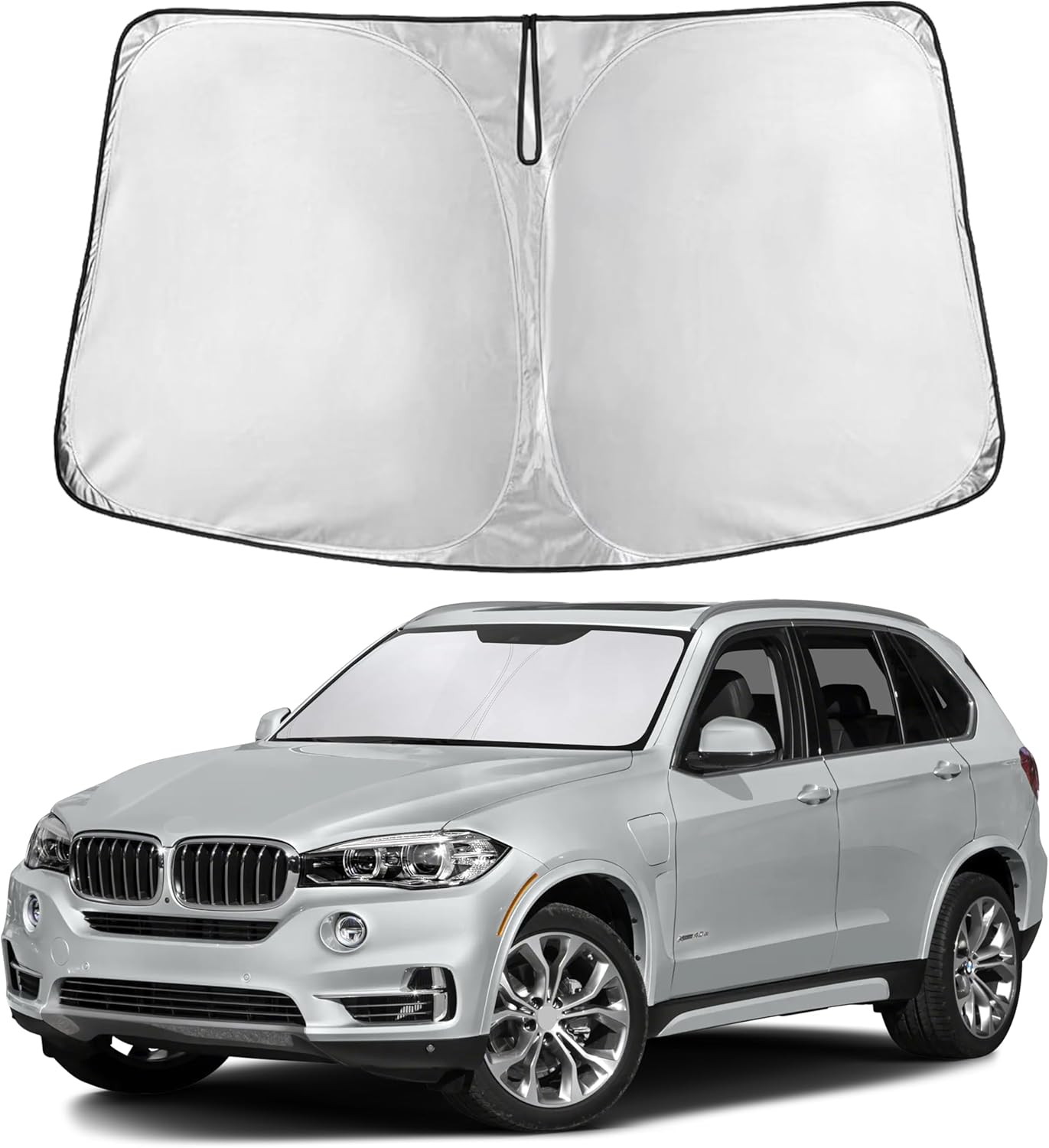 EcoNour Windshield Sun Shade Compatible for BMW X5 (2019–2025) | Custom Fit Front Window Shade for Midsize Luxury SUV | 4-Layer, 240T Sunshade Accessories | UV & Heat Blocker for X5 Windshield