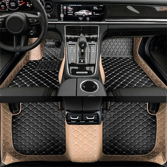 Custom Car Floor Mat Compatible with BMW Mercedes-Benz Toyota Cadillac Lexus Honda Infiniti Nissan Hyundai Kia Audi All Models Cars Sedans SUVs Automotive Mats (Edge Beige Middle Black Beige)