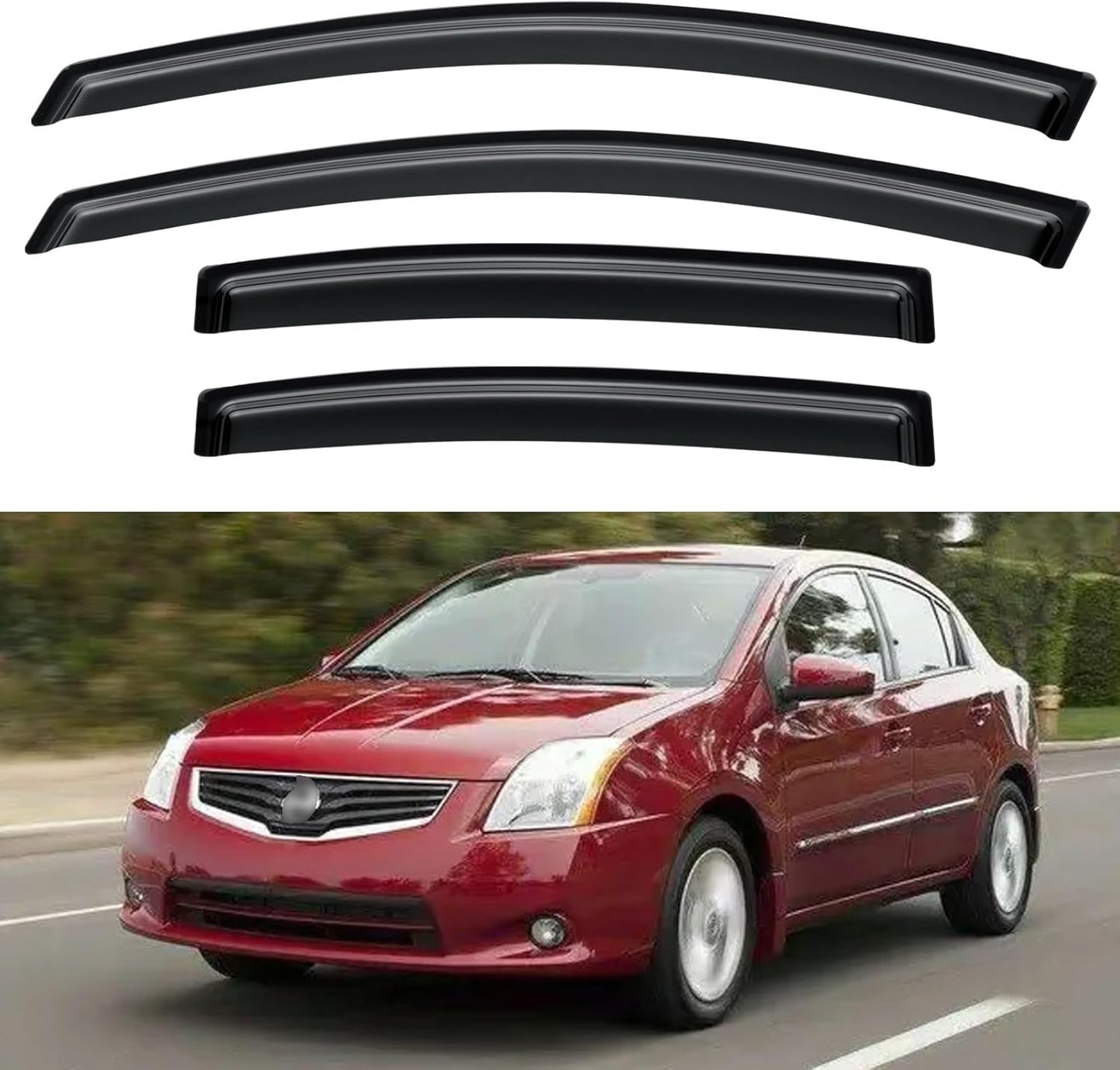 Window Visors Rain Guards Shield for 2007-2012 Nissan Sentra, Out-Channel Window Vent Wind Deflectors Visors Shades for 07-12 Nissan Sentra