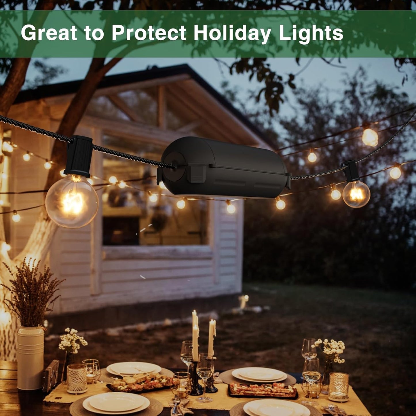 Flemoon [3 Pack] Outdoor Extension Cord Safety Cover with Waterproof Seal, Weatherproof Electrical Connection Box to Protect Outdoor Outlet, Plug, Socket, Christmas Holiday Decoration Light, Black