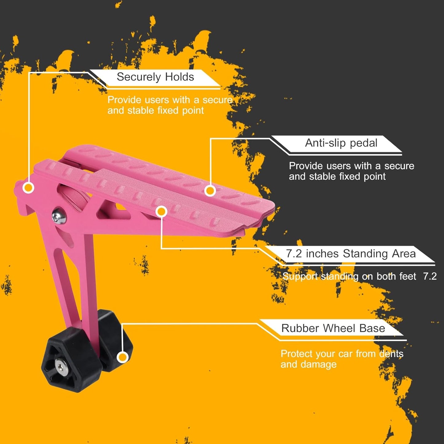 COWVIE Foldable Car Door Step Stand Pedal - Access to Vehicle's Top Roof Both Feet Stand Pedal Ladder for Most SUV Truck Pink