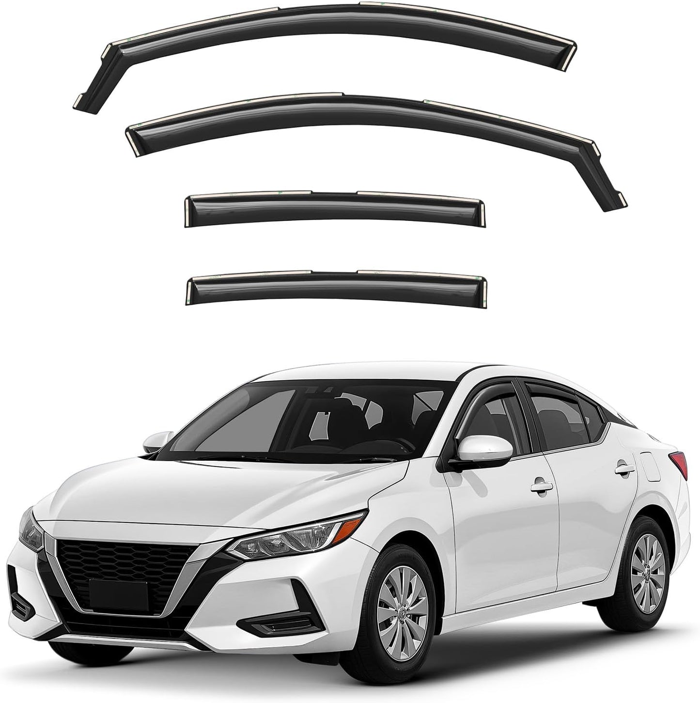 Window Deflectors Smoke Tinted in-Channel Side Window Vent Visor Deflectors Rain Guards Compatible with Nissan Sentra 2020-2025 - 4 pcs. GW0956