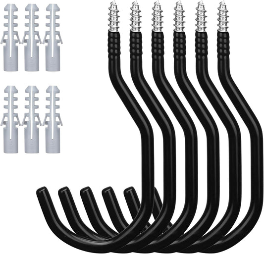 HORUSDY 6 Pack Heavy Duty 6 inches, Capacity 100 LBS, Wall and Bike Hooks for Garage Ceiling