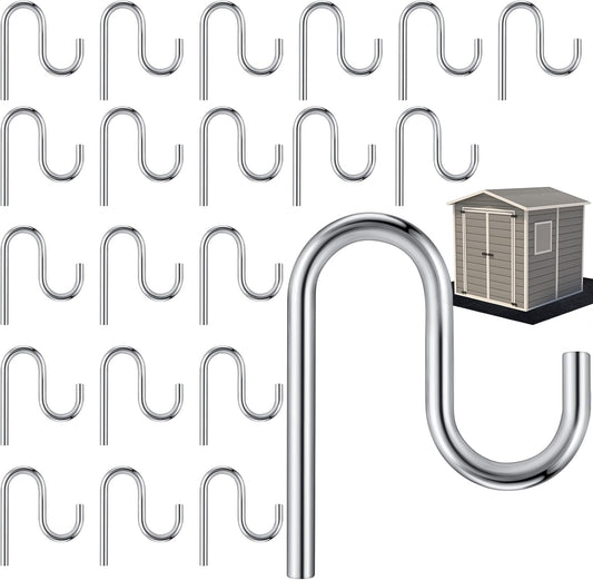 Blulu 20 Pcs 2'' Long Shed Hooks Shed Accessories for Hanging Heavy Duty Individual Utility Hooks Universal Wall Mounted J Utility Hangers for Tools Shovels Rakes Storage (Silver)