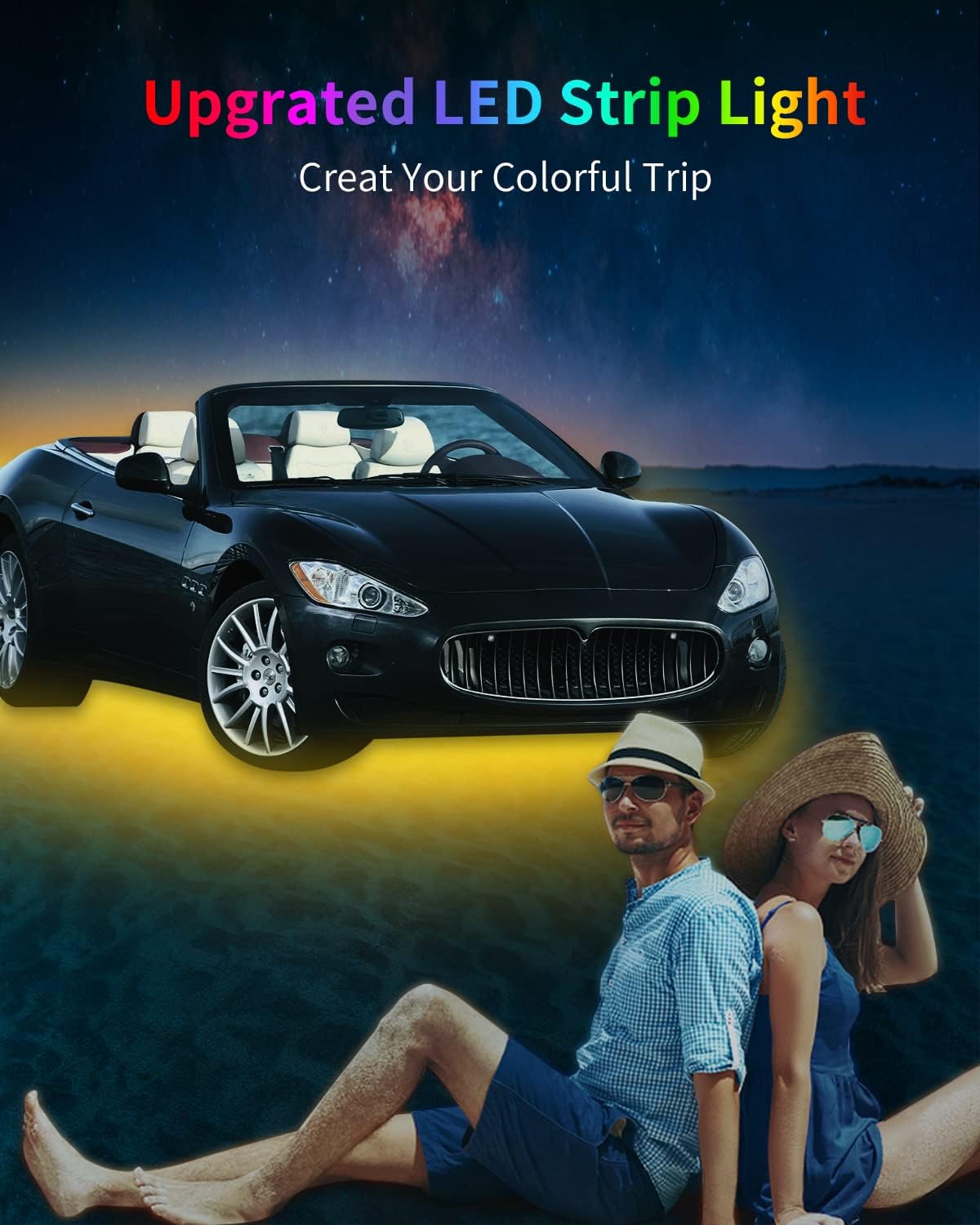 Amber Led Strip Light,12V Car Led Lights Interior IP68 Waterproof Cuttable for Car Motorcycles Boat Golf Cart Truck Cargo Home Decoration with Strong Nano Tape 12inch(Pack of 4)