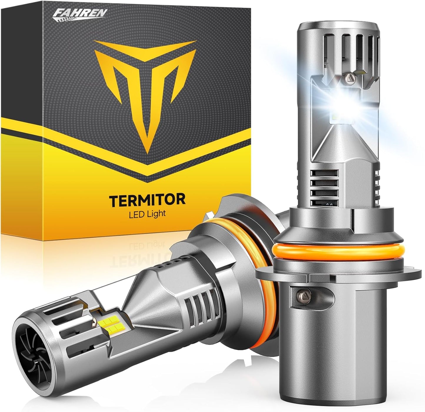 FAHREN 9007 Bulb, [Upgraded & Brightest] 33000LM 800% HB5 light bulb, 6500k White IP68 Waterproof with Cooling Fan, 1:1 Mini Size Quick Install Plug and Play, Pack of 2