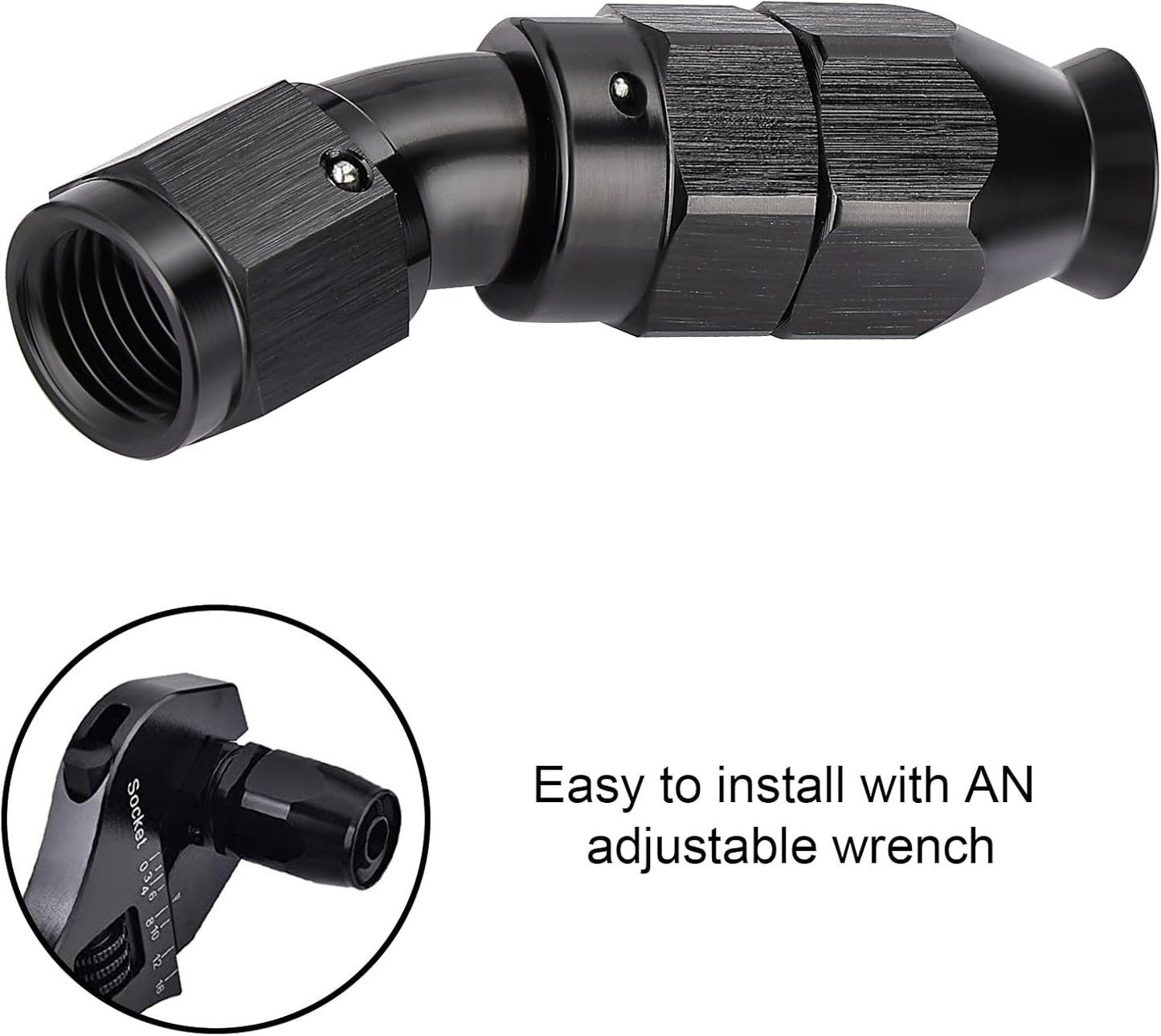 EVIL ENERGY 4AN 30 Degree PTFE One Piece Full Flow End Hose Fitting Aluminum Black