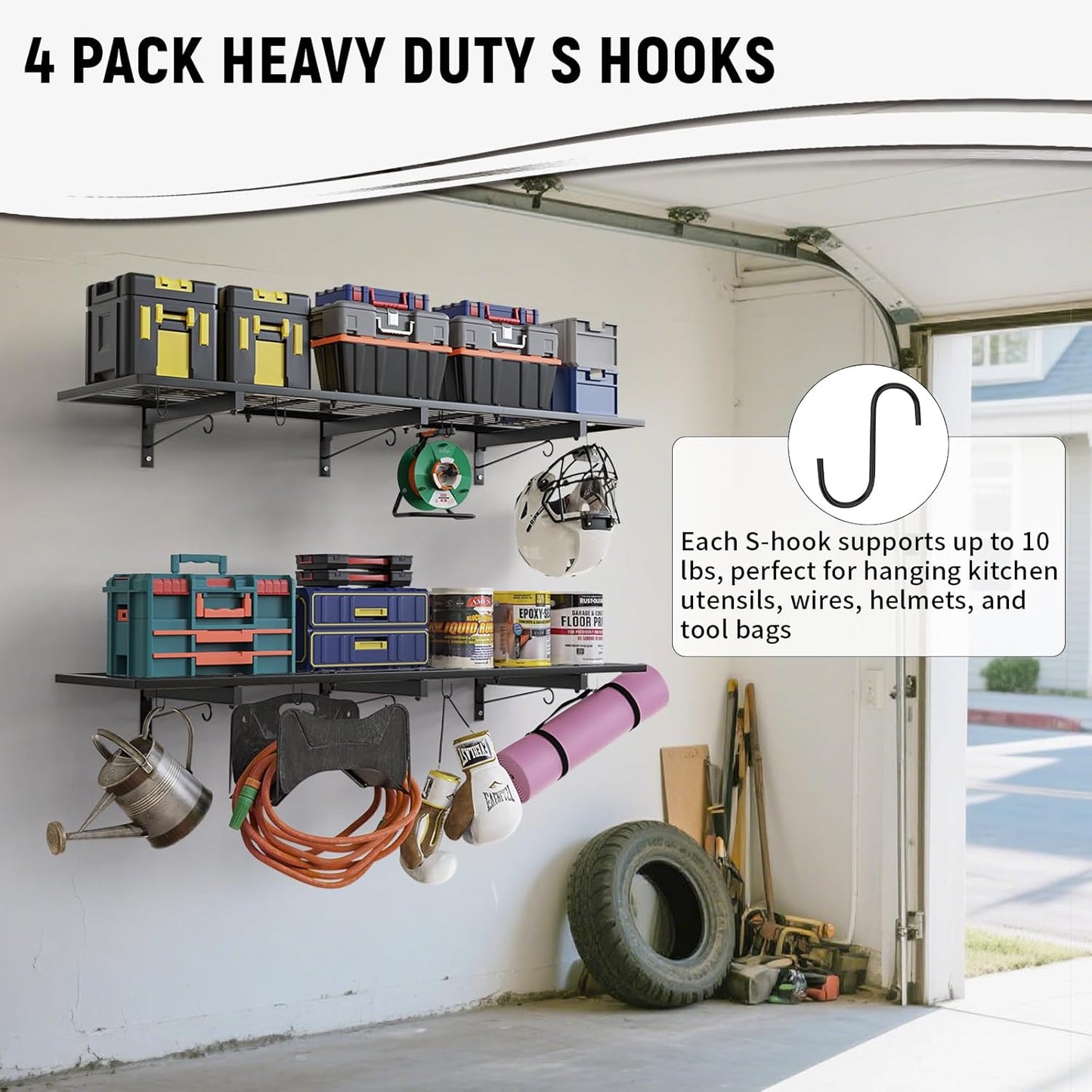 Garage Wall Shelves, 46"X12.5", 1 Shelf, Modern Style, Heavy Duty, Black, 160 LBS Capacity, Garage Storage & Organization System