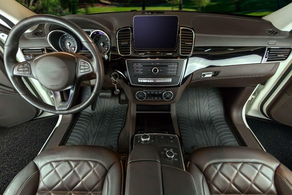Gledring USA Custom Fit All-Weather Rubber Floor Mats Intended for Mercedes Benz C Class W204 2008-2014, No Trimming Required, Tailored Custom Fit, Protects from Rain, Mud, & Snow