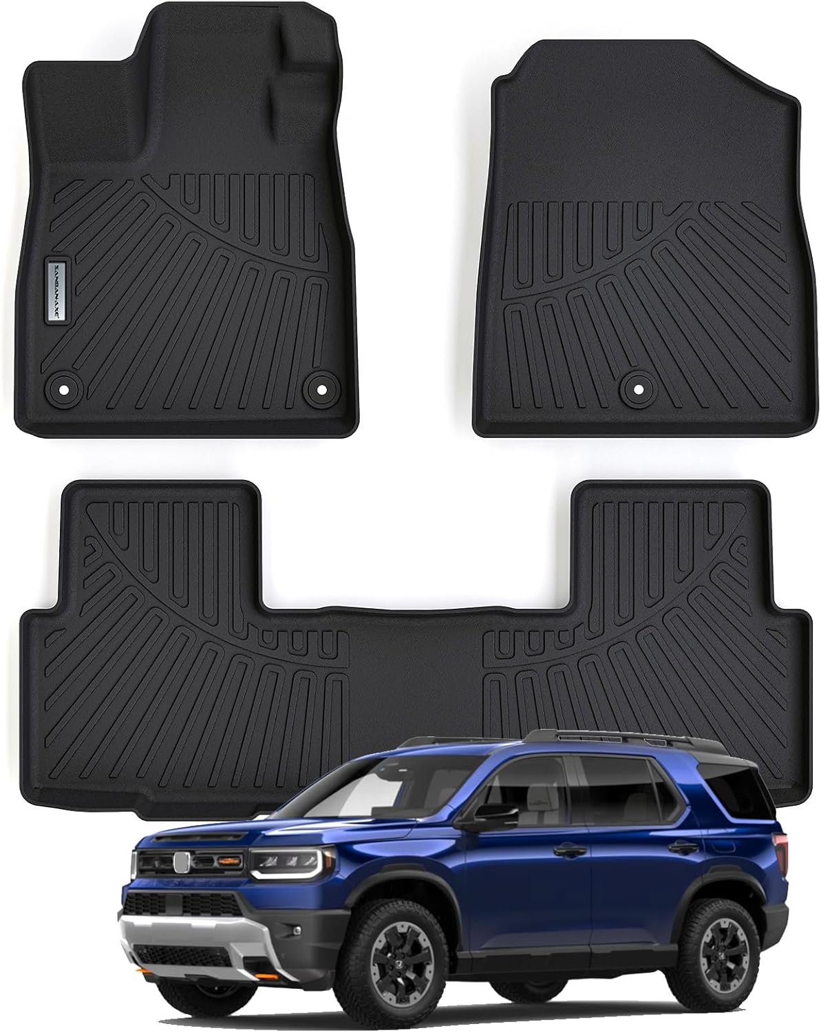 Floor Liners for 2026 Passport TPE All Weather Protection 1st & 2nd Row Car Floor Mats Accessories-Black