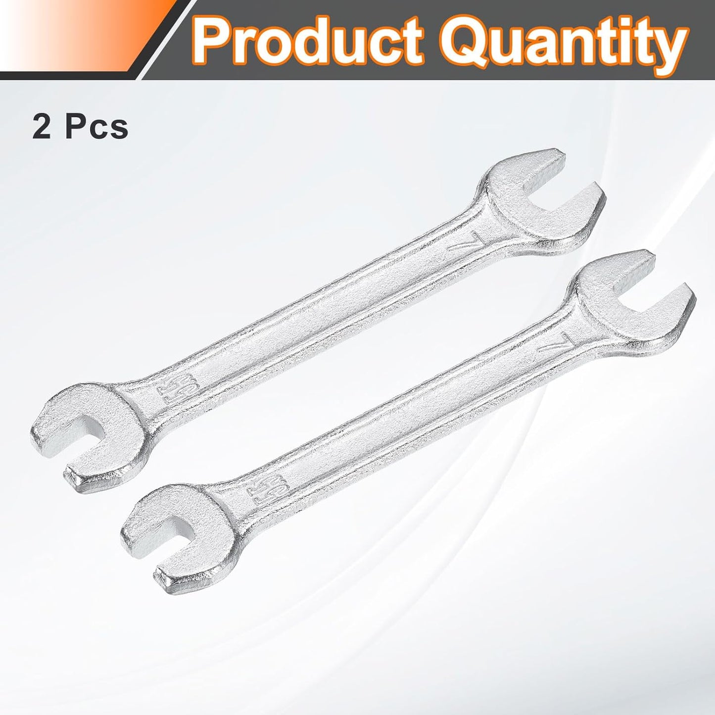 HARFINGTON 2pcs Double Open End Wrench 5.5mm x 7mm Metric 15 Degree Offset Angle Small Flat Head Wrench Galvanizing Open Ended Spanner for Automotive Repair Furniture Assembly