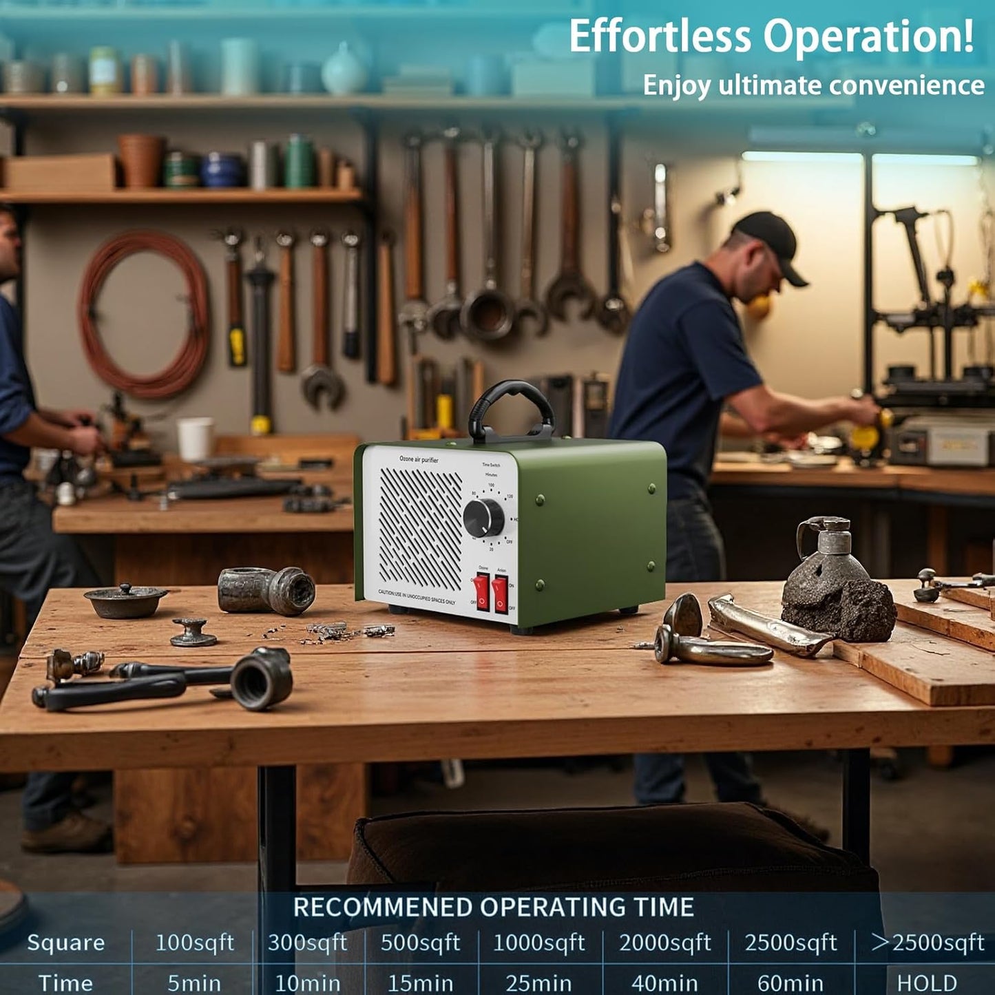 120,000mg/h 0zone Generator High Capacity Ozone Machine & Negative Ion Air Purifier for Home, Car, Pet Odor Removal, O3 Odor Eliminator up to 2,500 Sq. Ft.(Black)