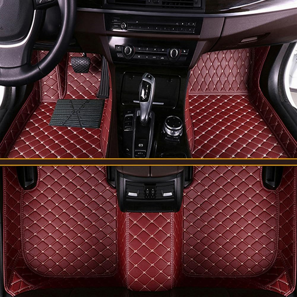 Customized Personalized car Floor mats, All-Weather Luxury car Floor mats, Waterproof and Anti Slip Leather car Floor mat Lining, 95% Customized car, Truck, and SUV Floor mats (Claret)