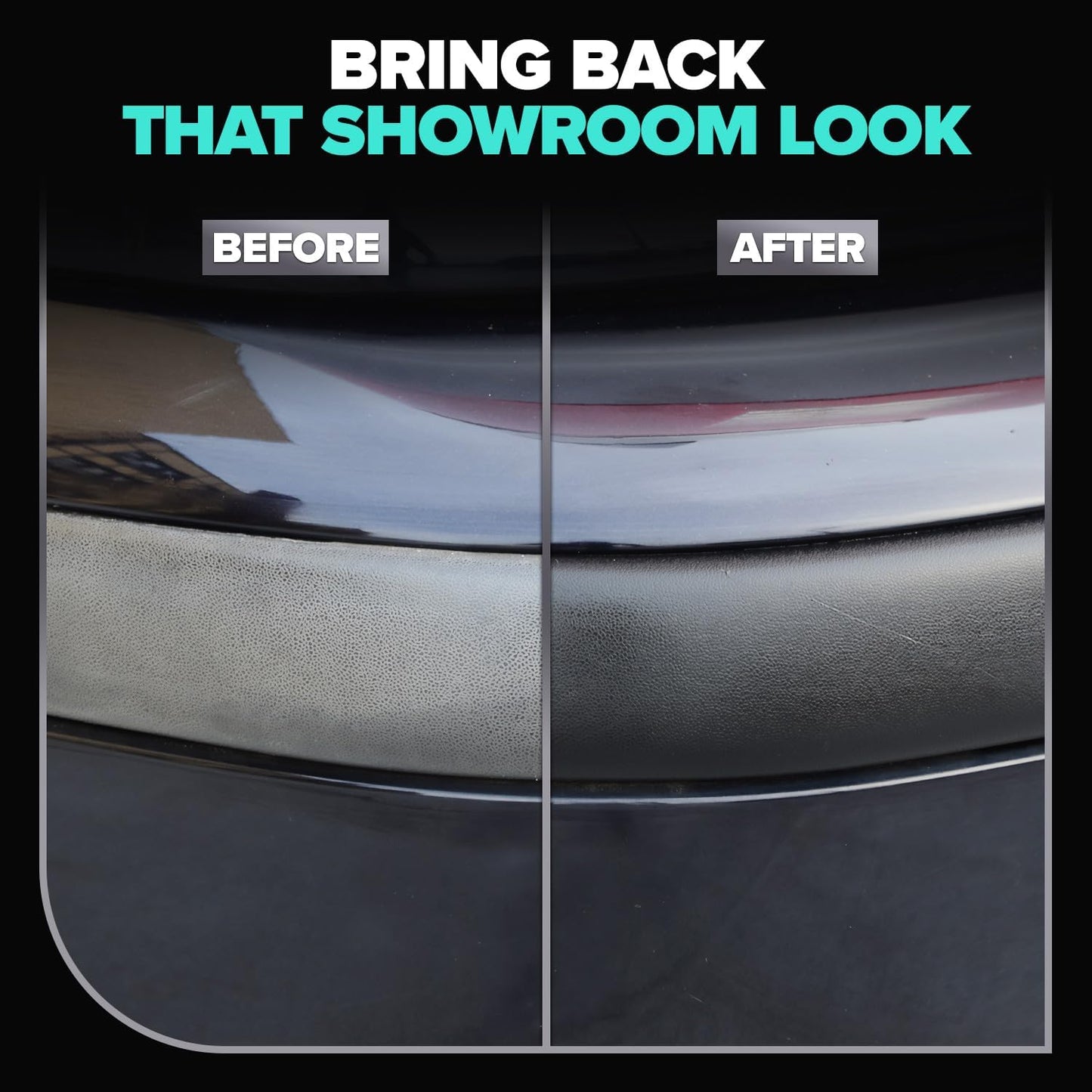 Carfidant Plastic Restorer for Cars – Refreshes Faded Plastic, Vinyl & Rubber Trim with Polish for Deep Shine – Protects Against UV & Dirt – Black Exterior & Interior Care for Detailing - 8.4 fl. Oz.