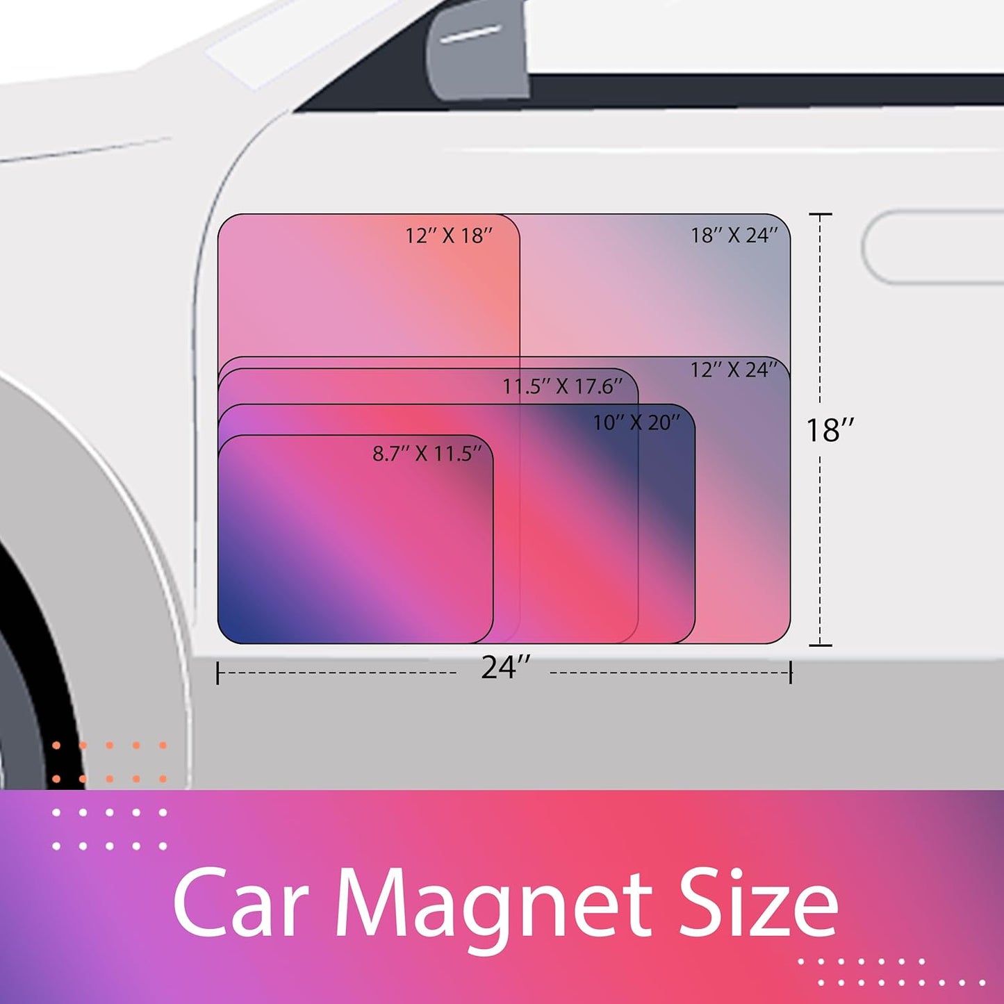 Custom Car Magnet for Business 2 Pack | Personalized Logo, Text, and Image Reflective Magnetic Signs for Vehicles | Effective Advertising Signs | Various Size | Weather-Resistant - 16x23in