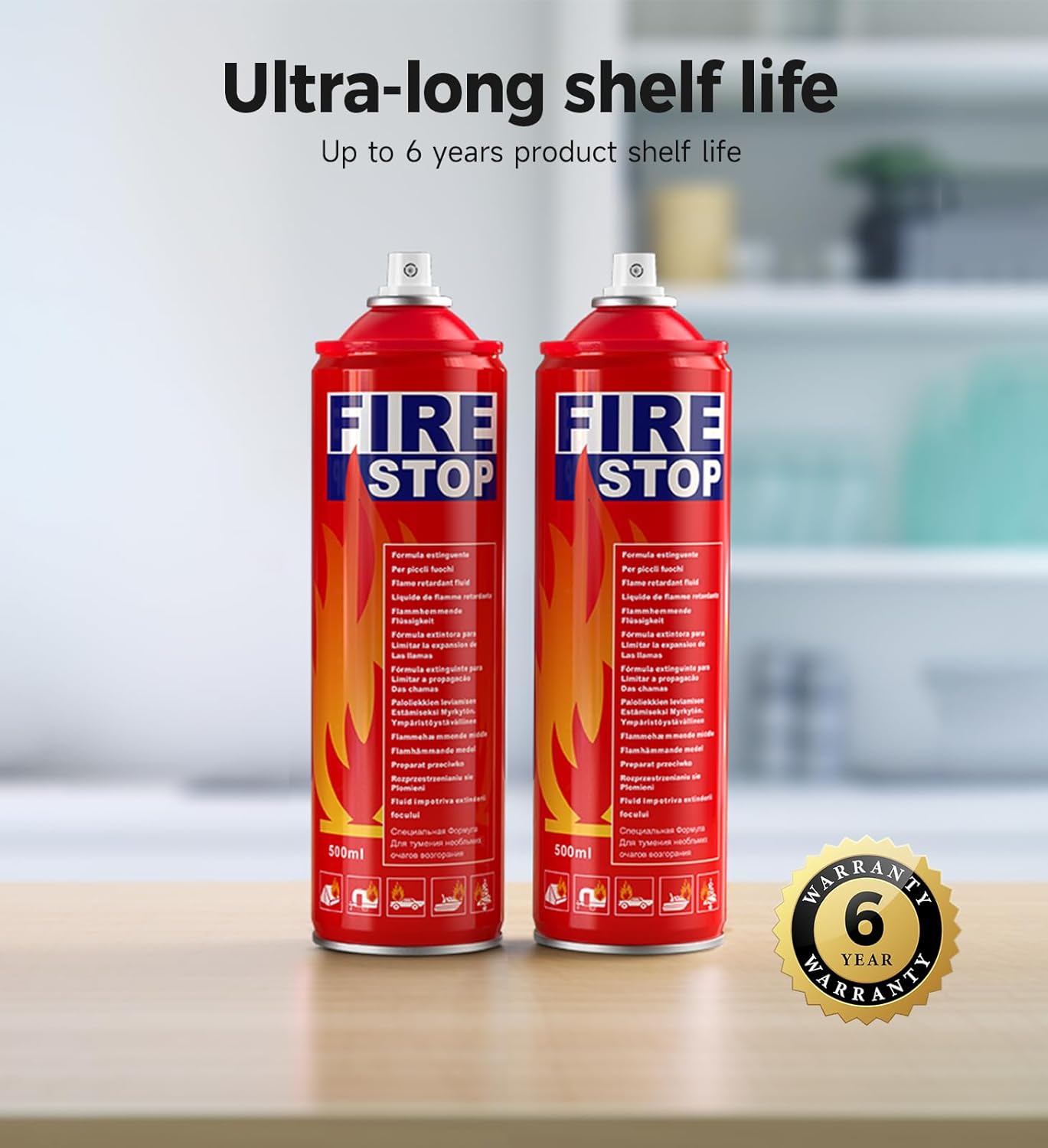 Fire Extinguisher 2-Pack with Mounting Bracket for Home, Kitchen, Car, Grill - Portable Small A, B, C, K Fire Extinguisher - 8-in-1 - Prevents Reignition.