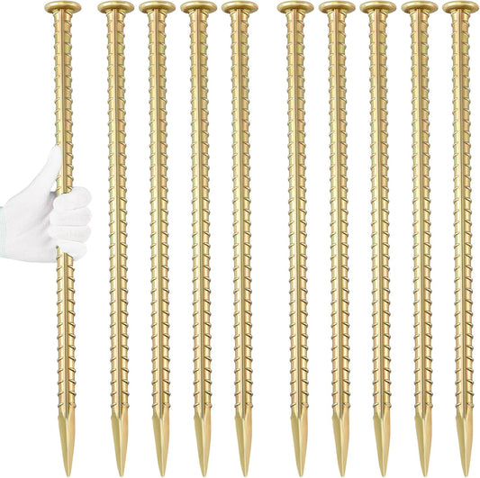 16 Inch Rebar Stakes 1/2 Inch Diameter Galvanized Steel Ground Anchors Heavy Duty Anchoring Spikes for Speed Bump, Parking Curb and Tent (10 Pack)