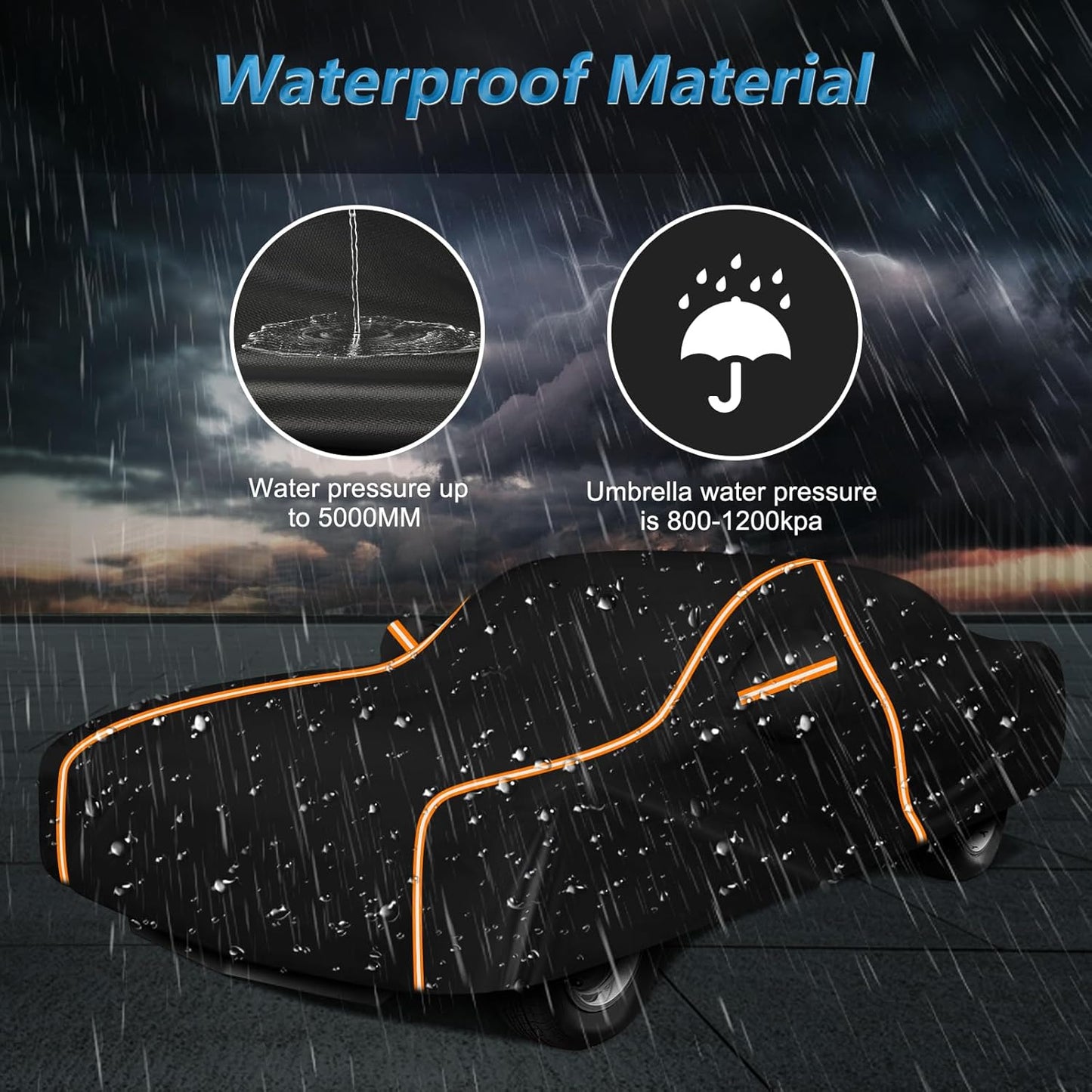 Car Cover for Chevy Camaro 1967-1981, Waterproof 210D Oxford Cloth and Cotton Cover Outdoor Full Car Covers with Zipper Windproof Heavy Duty All Weather with Wind, Sun, UV and Dust Protectio