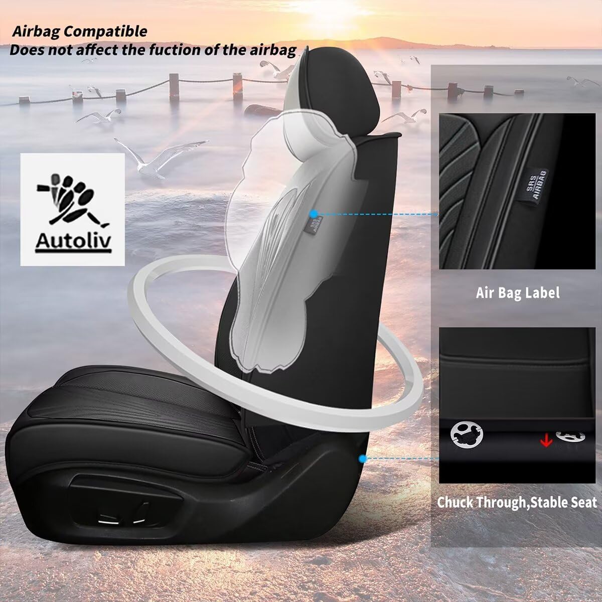 Car Seat Cover Fit for Toyota Camry 2012-2025 Full Set Faux Leather Breathable Waterproof Camry Seat Covers Automotive Cushion Protector Compatible Airbag (5 Seats & Black)