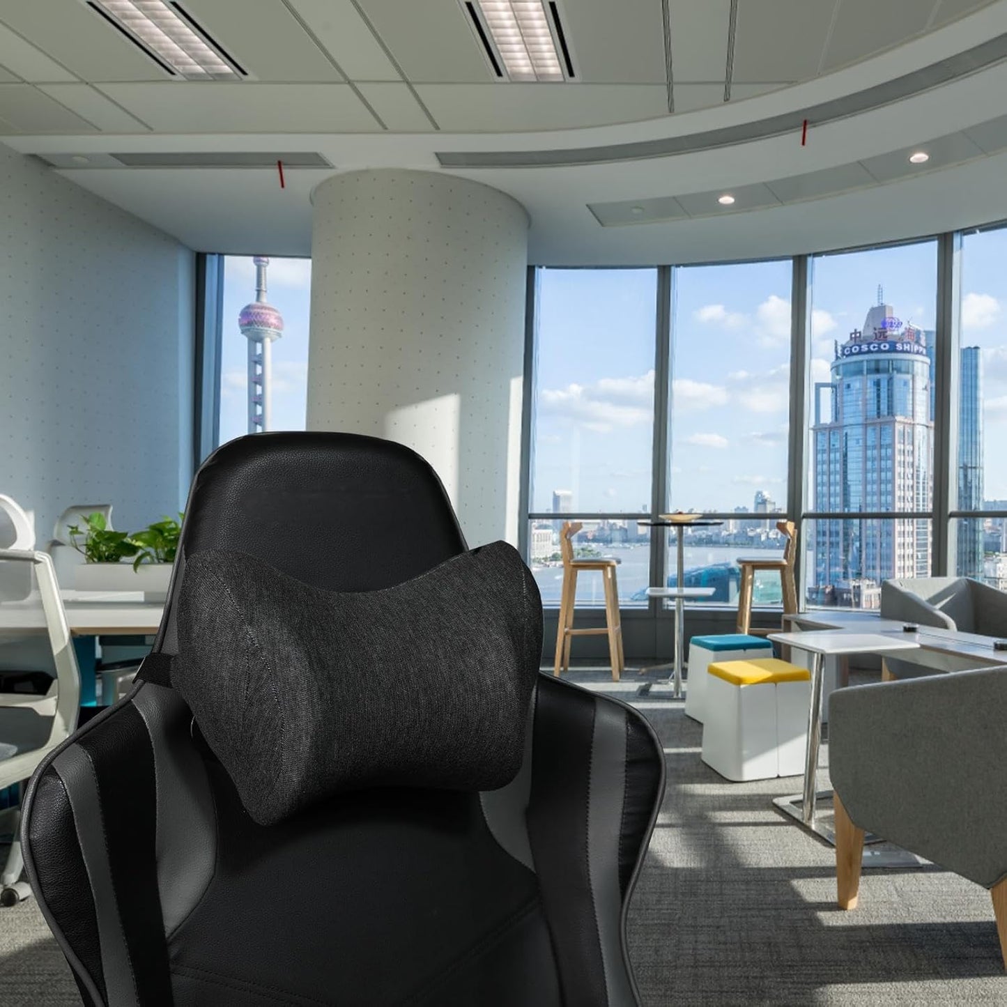 Car Neck Pillow for Driving Gaming Chair Neck Pillow with Adjustable Strap and Removable Cover, Memory Foam Headrest Pillow for Chairs, Ergonomic Design, 2 Pack