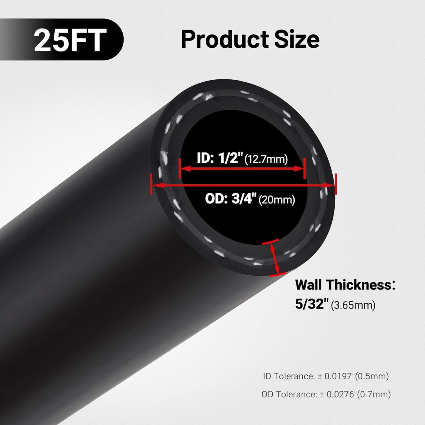 EVIL ENERGY 1/2" Heater Hose Coolant Radiator Straight 100PSI SAE 20R3 25FT Black