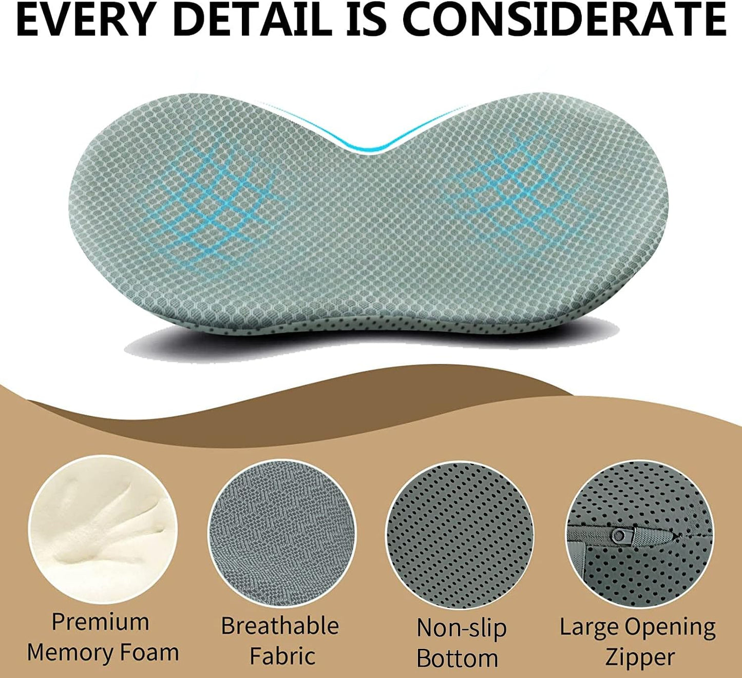 Car Seat Cushion - Memory Foam Car Seat Pad - Sciatica & Lower Back Pain Relief - Car Seat Cushions for Driving - Road Trip Essentials for Drivers(Gray)