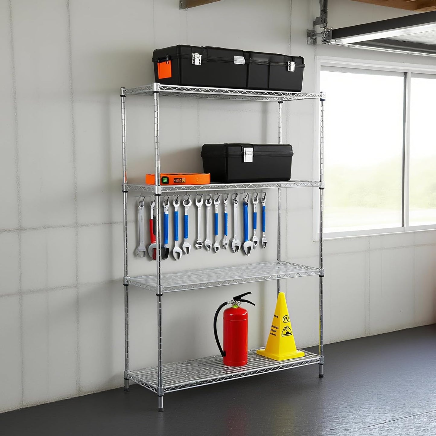 Heavy-Duty 4 Tiers Chrome Steel Wire Shelving NSF Certified. Adjustable Storage Rack for Kitchen,Garage,and Laundry Utility Room (Chrome-4Tiers-36x14x54)