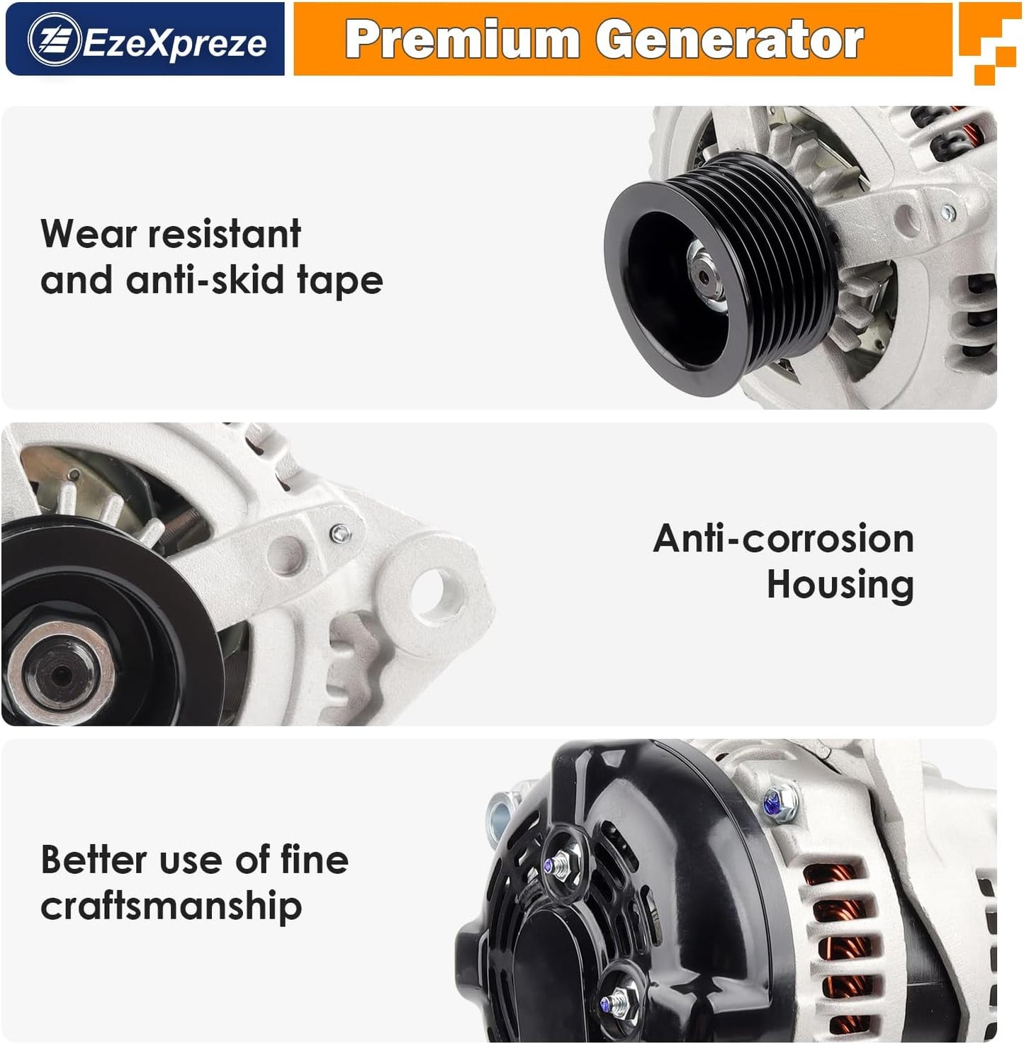 Ezexpreze 11034N Alternator Compatible with Toyota Camry 04-06, Highlander 04-07, Solara 04-08 & Scion tC 05-10, L4 2.4L, 12V 100Amp Clockwise 7-Groove Pulley, OE# 104210-3880, 27060-0H100