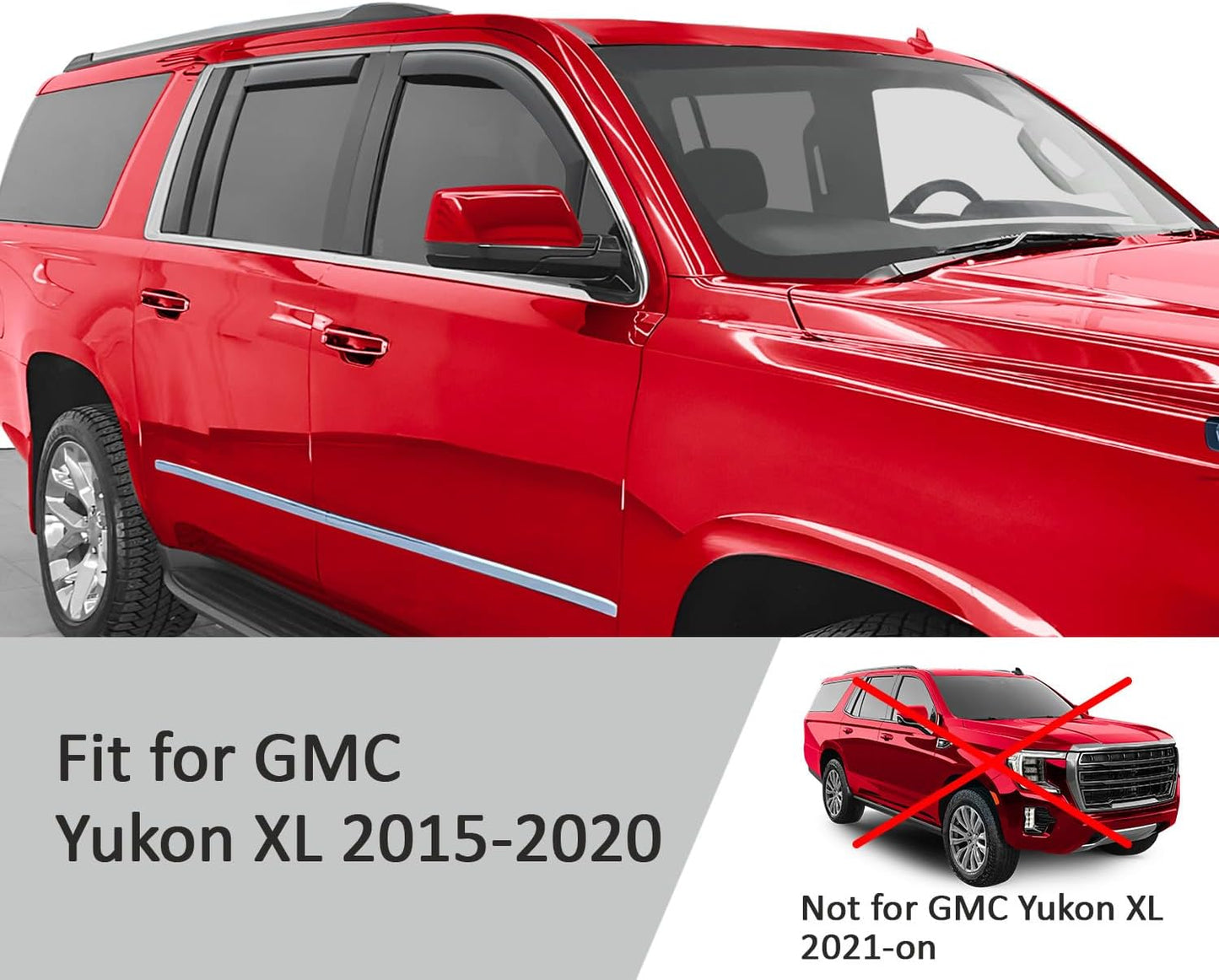 Voron Glass in-Channel Extra Durable Rain Guards for GMC Yukon XL 2015-2020, Window Deflectors, Vent Window Visors, 4 Pieces - 200609