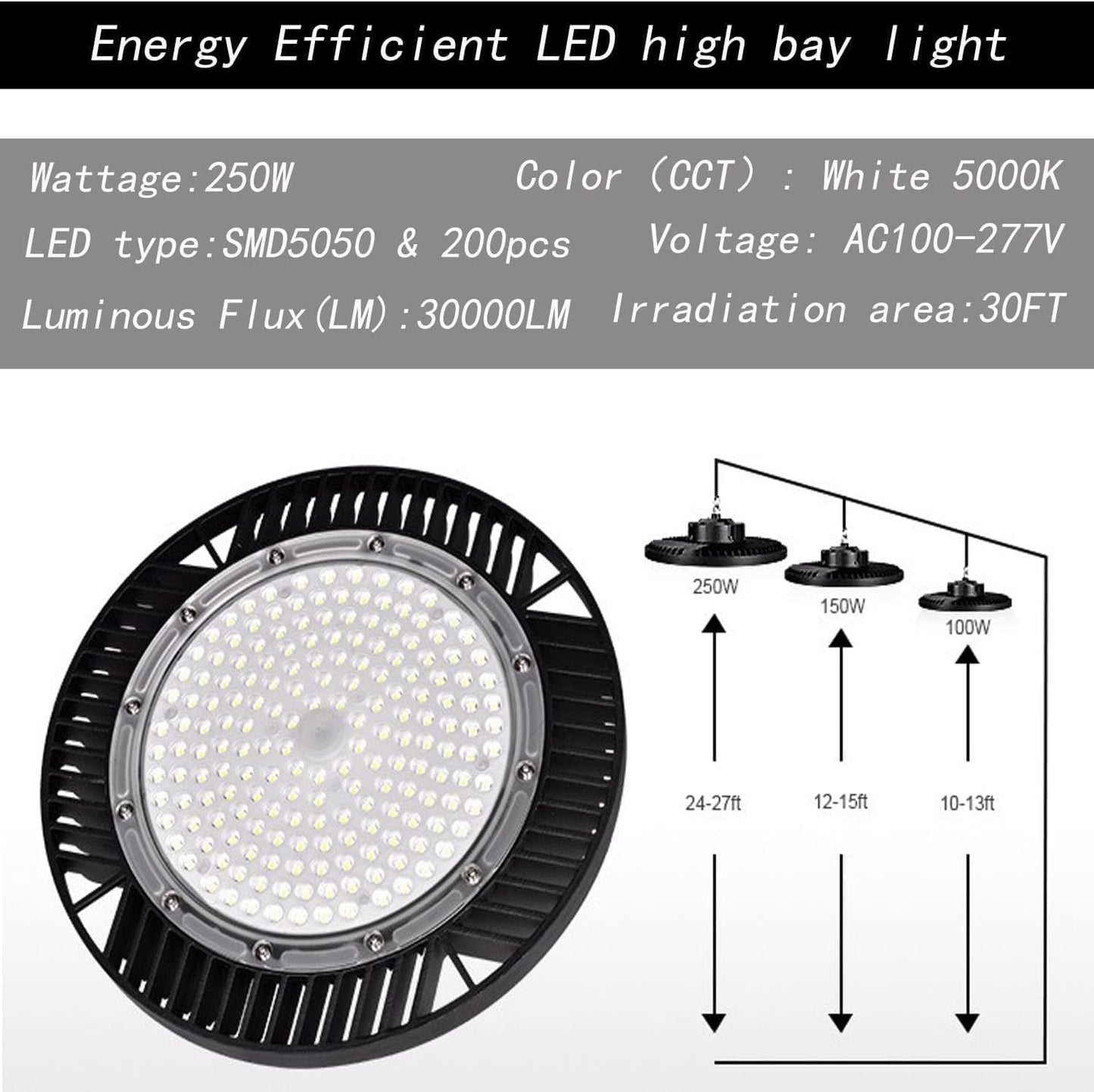 150W UFO LED High Bay Light, (150W-1Pack)