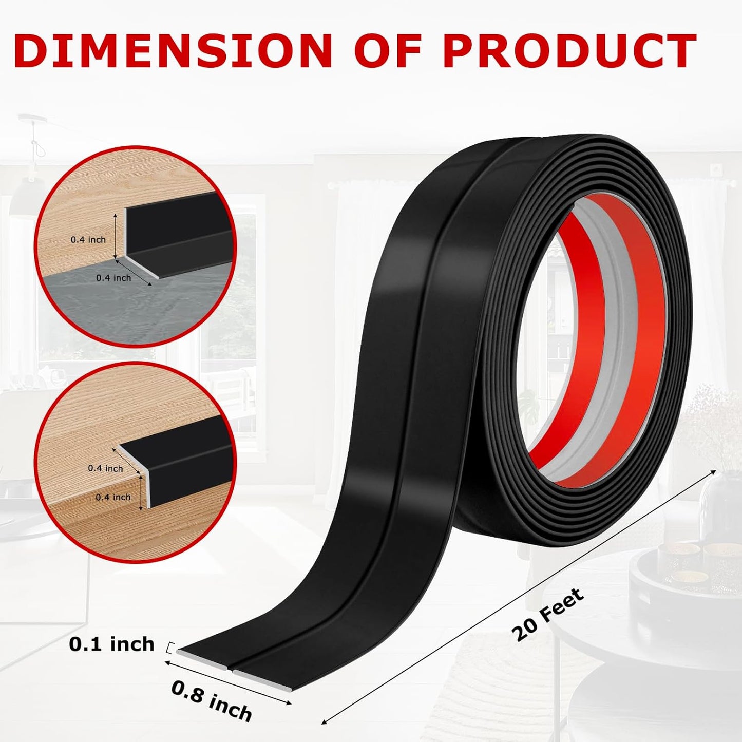 Flexible Wall Corner Protector Moulding Trim Peel and Stick Wall Corner Guards Edge Protector Self Adhesive Molding Trim Strip for Edge Ceiling (Black, 0.8 in x 20 Ft)