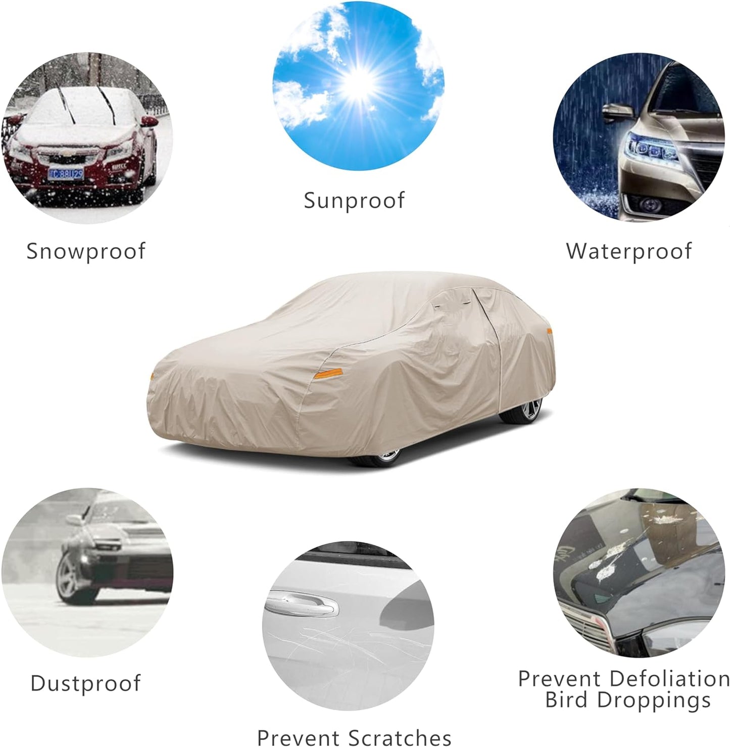 Heavy Duty Outdoor Car Cover Custom Fit for Dodge Charger,Windproof All Weather Waterproof Sun Rain UV Dust Snow Protection Outdoor Car Covers