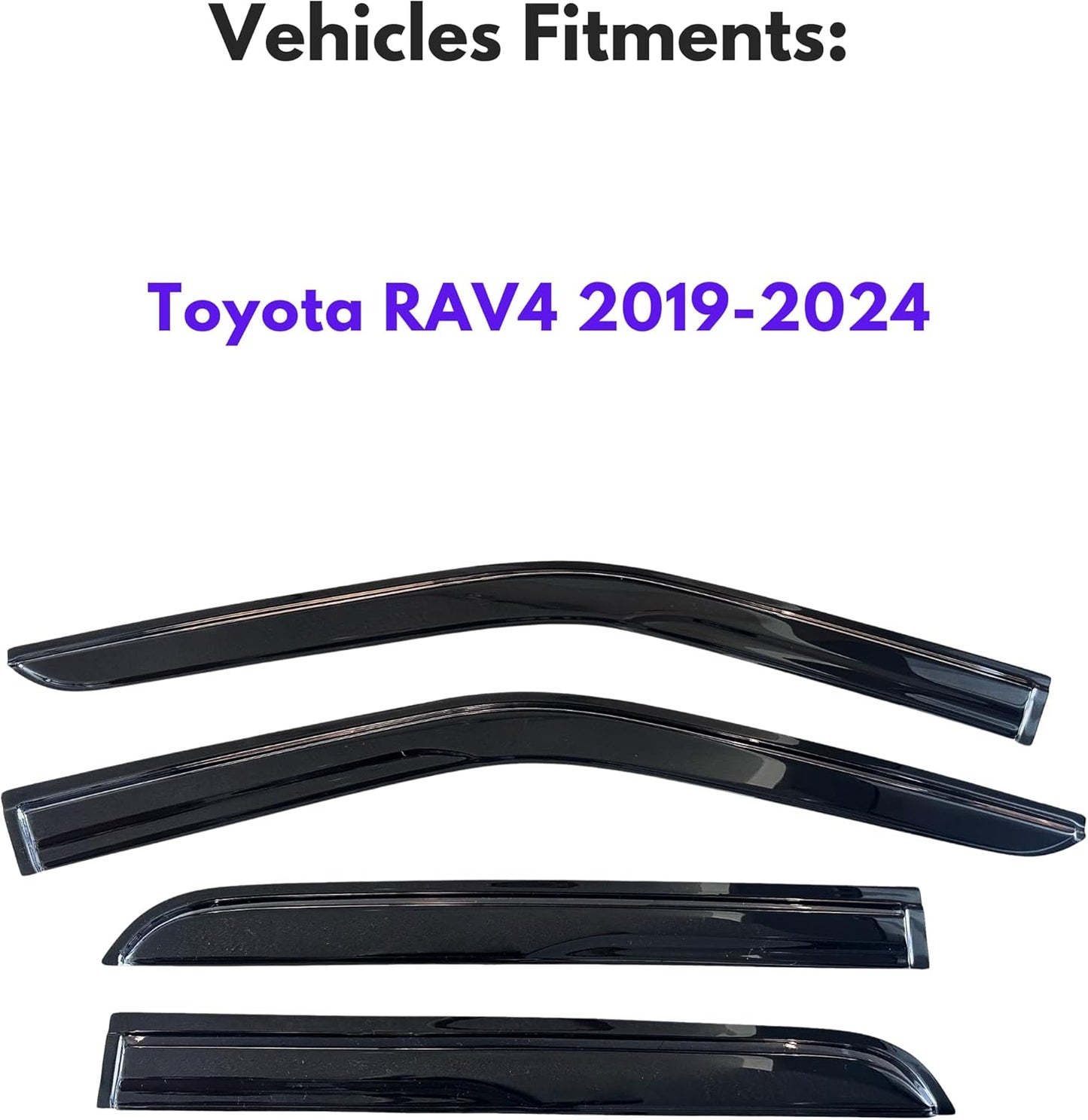 KPY Window Visor Compatible with Toyota RAV4 2019-2024, 4PC Rain Guard Side Window Vent Deflectors Tape-On Mugen Style, 2019 2020 2021 2022 2023 2024