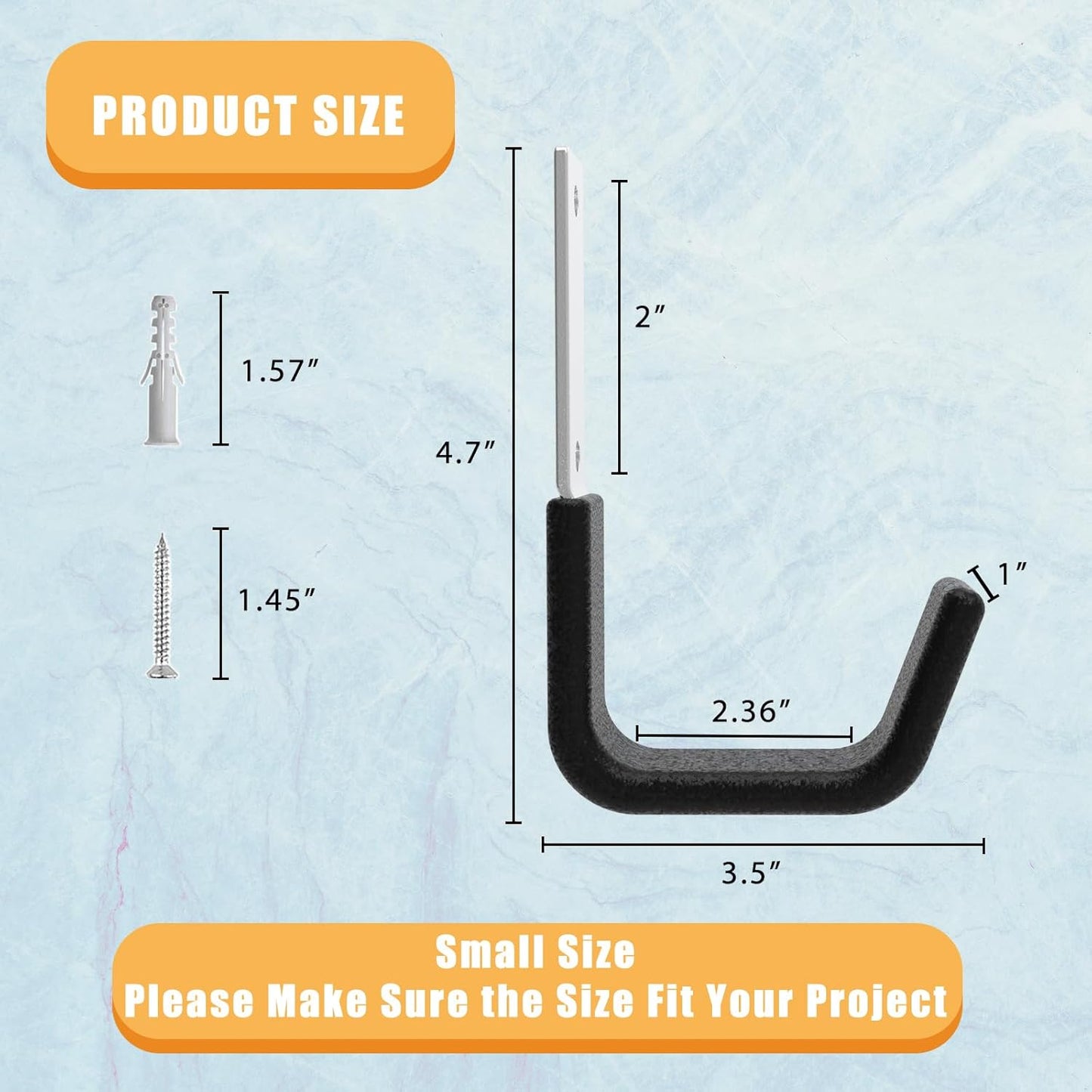 Heavy Duty Utility Hooks for Storage Wall Mount,Garage Wall Hooks for Hose, Bike, Ladder, Chainsaw, Leaf Blower Hanger (8 Small)