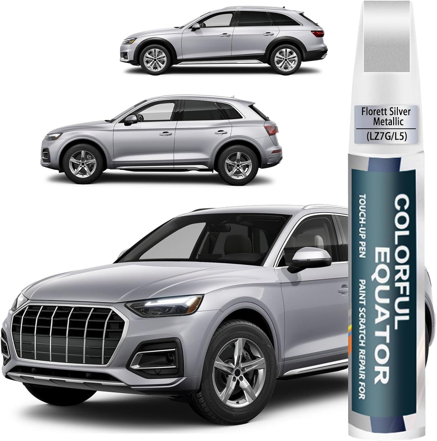 Florett Silver Metallic(LZ7G/L5) Touch Up Paint Compatible with Audi, Car Paint Pen Scratch Repair Two-In-One Touch Up Paint, Premium Car Scratch Remover for Deep Scratches
