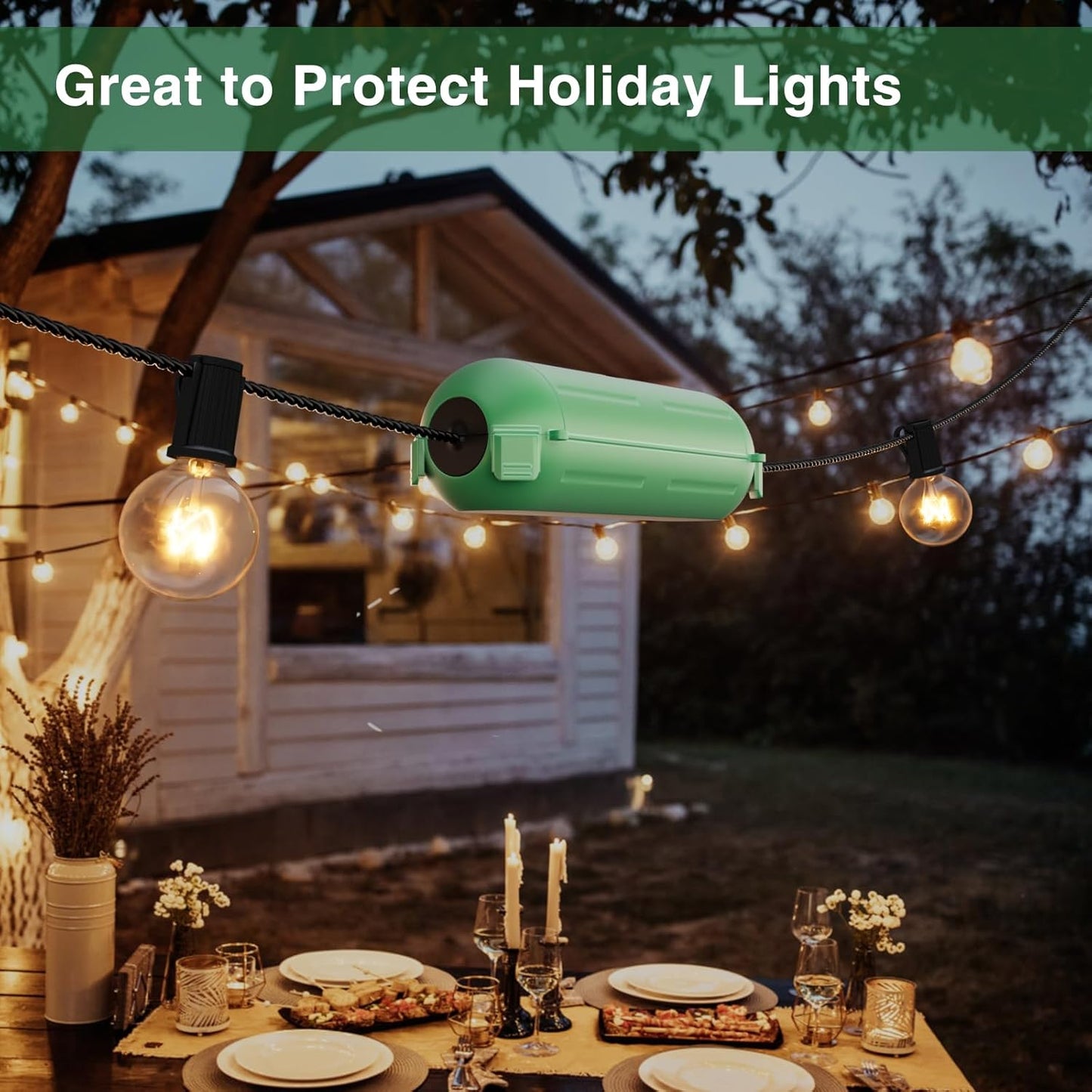 Flemoon [9 Pack] Outdoor Extension Cord Safety Cover, IP44 Waterproof Connection Protector, Weatherproof Electrical Box for Outdoor Plug, Outlet, Holiday Light, Christmas Decorations, Green