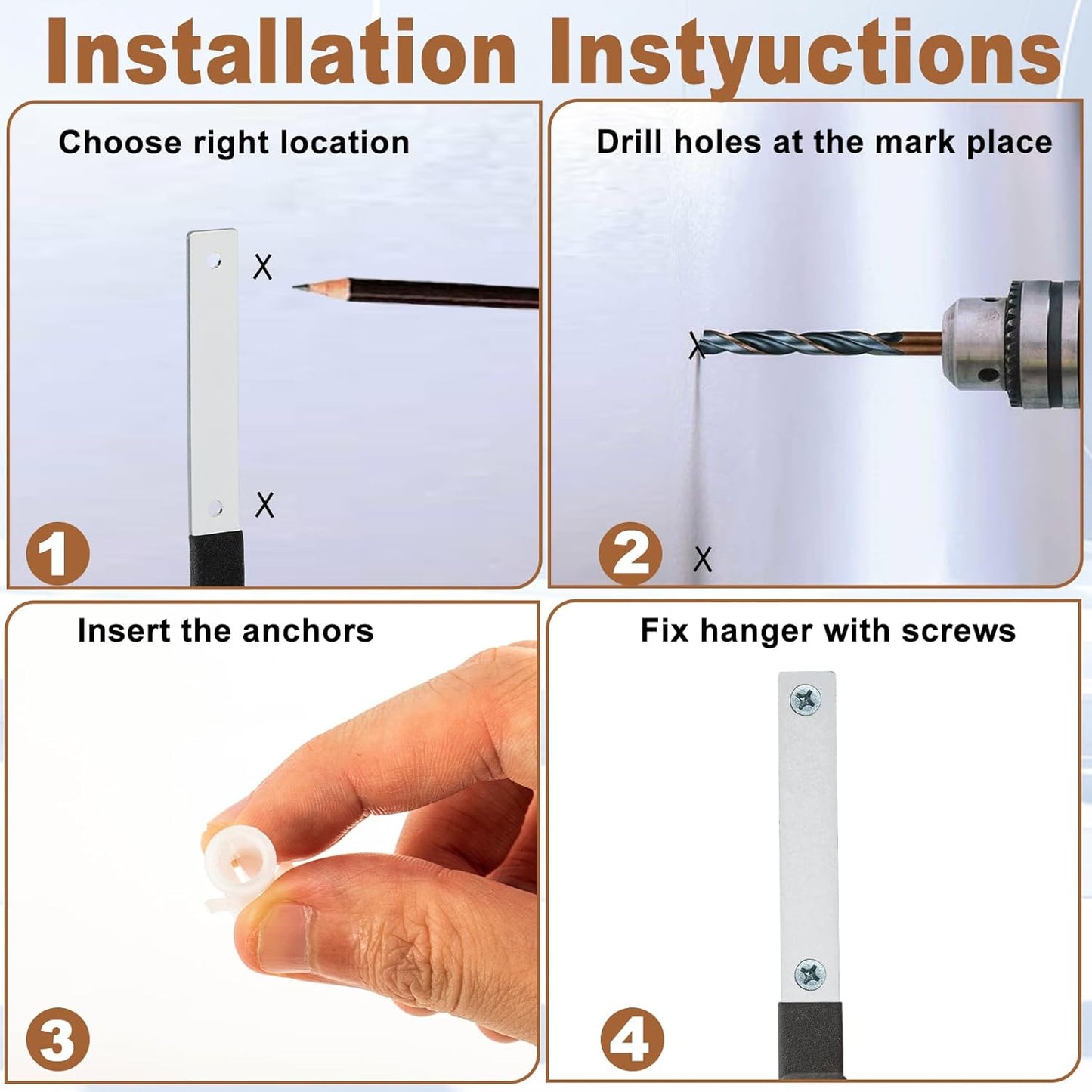 Heavy Duty Utility Hooks, 6 Pack Steel Wall Mounts for Storage, Ladder & Garden Tools (6 Medium)