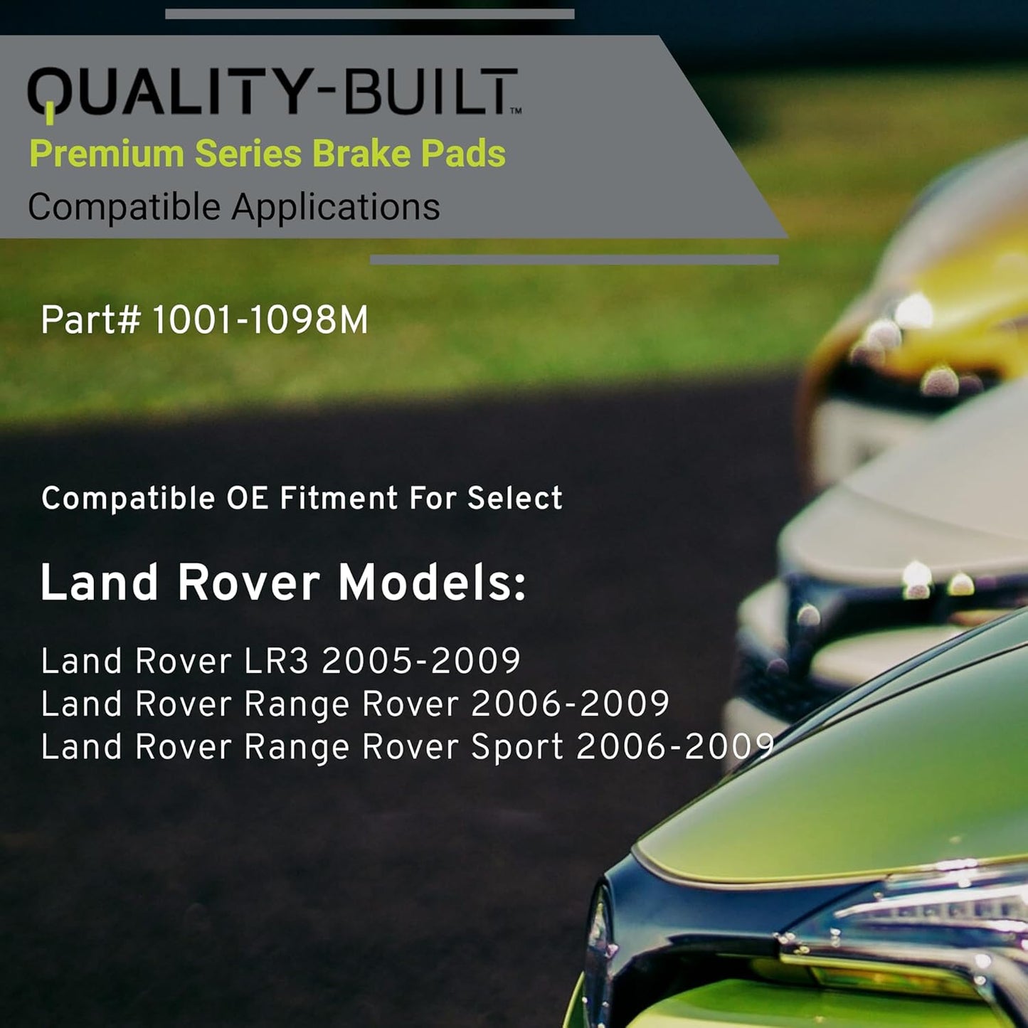 Premium Semi-Metallic Front Brake Pads (1001-1098M) Replacement for Land Rover LR3 2009-2005, Range Rover 2009-2006, Range Rover Sport 2009-2006