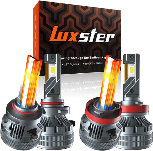 LUXSTER Punisher 80,000LM H11 9005 LED Bulbs Combo, Ultra-Bright TalonLED Chips, Easy Plug-N-Play Installation, 6000K Pure White, IP68 Waterproof, Pack of 4