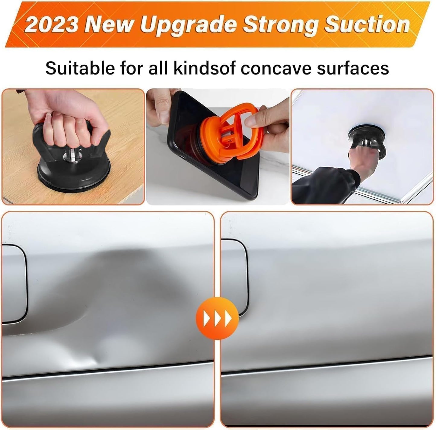 Dent Puller,3 Pack Car Dent Puller Car Dent Removal Kit Suction Cup Dent Puller Dent Remover Tool and Dent Repair Kit Handle Lifter for Cars Body,Glass,Screen,Objects Moving (Black+Orange)