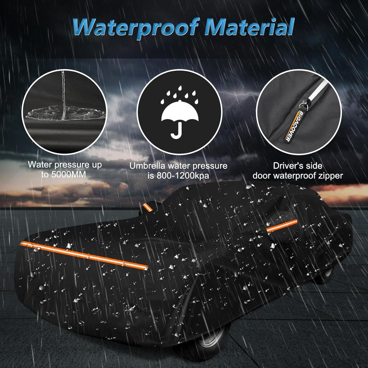 Car Cover for Ford Mustang 1964-1968, Waterproof 210D Oxford Cloth and Cotton Cover Outdoor Full Car Covers with Zipper Windproof Heavy Duty All Weather with Wind, Sun, UV and Dust Protectio