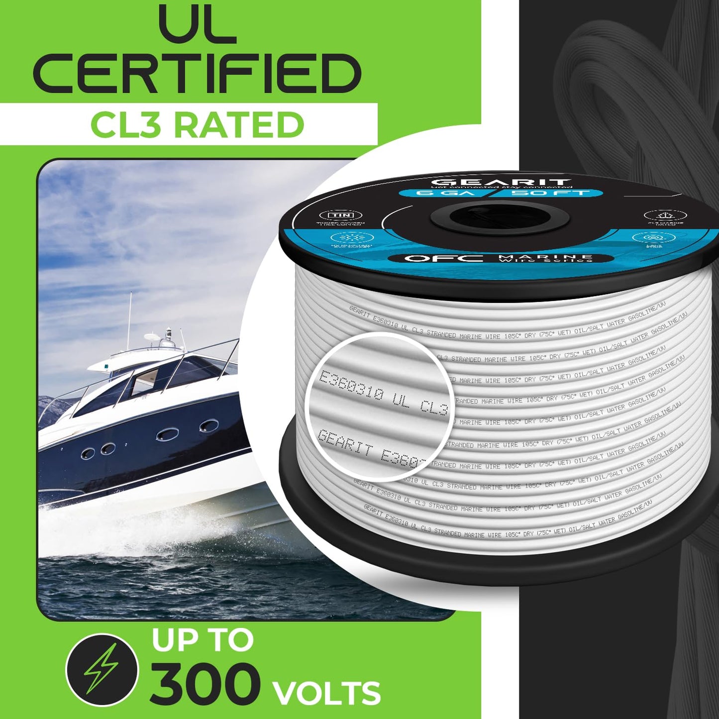 GEARit 6 Gauge Marine Electrical Primary Wire, 6 AWG (100ft) Marine Grade Tinned Copper Oxygen Free for Boat, Automotive, RV, Camper, Trailer