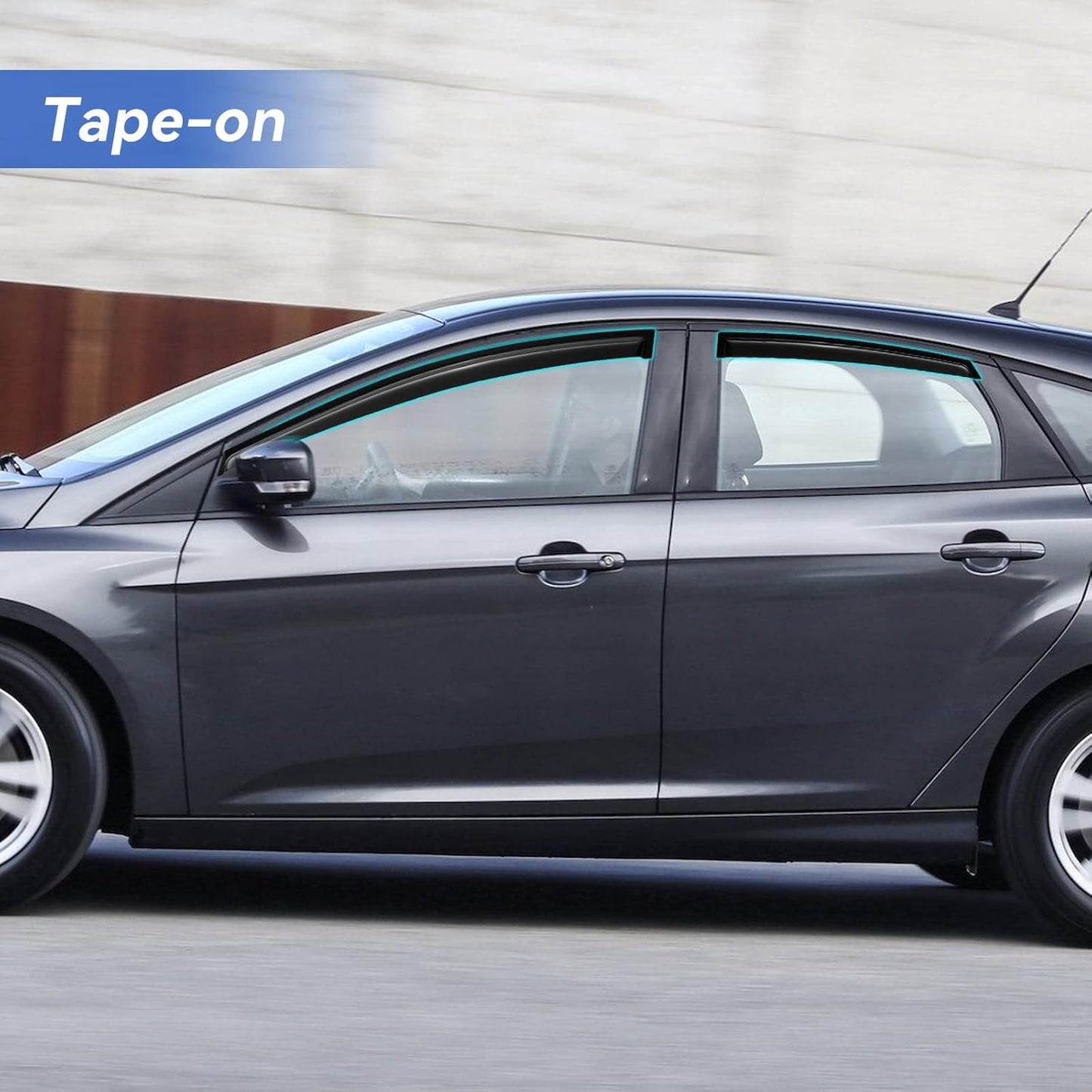 Window Visors Rain Guards Shield for 2012-2018 Ford Focus Sedan, Out-Channel Window Vent Wind Deflectors Visors Shades for 12-18 Focus (Not for Focus RS & ST)