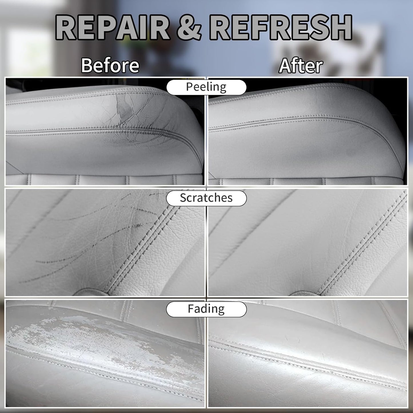 Gray Leather Recoloring Balm with 100ml Mink Oil,Leather Couch Scratch Remover,Leather Repair kit for Vinyl Furniture and Car Interior,Leather Dye Paint,Mink Oil for Leather