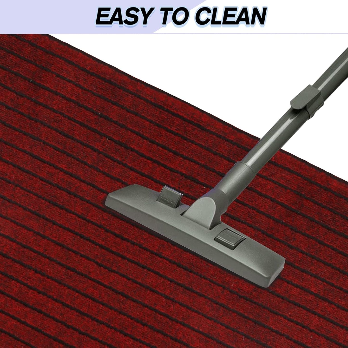 Custom Size Backed Non-Slip Area Rugs Runner, Easy Clean, Waterproof Runner Rugs for Hallway Entryway, Kitchen, Laundry, 2FT x 70FT, Red Stripe