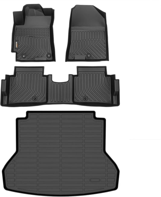 Binmotor-All Weather Car Floor Mats & Cargo Liner Set for Hyundai Elantra 2017-2020, 1st & 2nd Row & Rear Cargo Mat TPE Rubber Liners for Hyundai Elantra Accessories