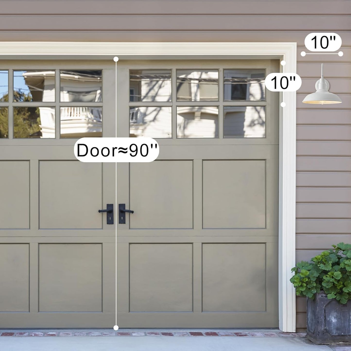 10'' Diameter Outdoor Gooseneck Barn Light Fixture with Wall Mount, White Exterior Waterproof Porch Barn Door Wall Lantern, Farmhouse Outdoor Wall Sconce, 1 Pack, LM2201-WH